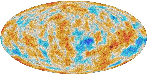 Mapa polarizace reliktního záření pořízená sondou Planck